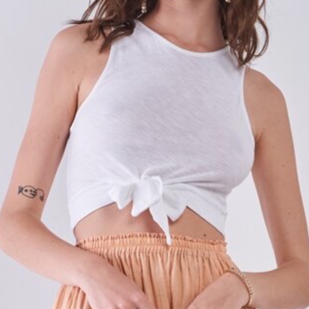 White Cropped Tank